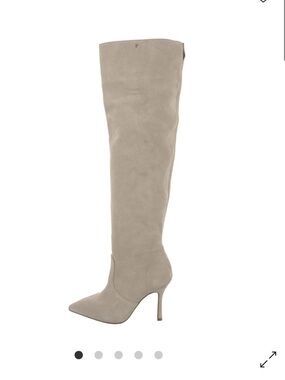 Larroude Taupe Suede Over-The-Knee Pointed Stiletto Boots